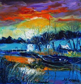 Morninglight on the Forth and Clyde canal 12x12